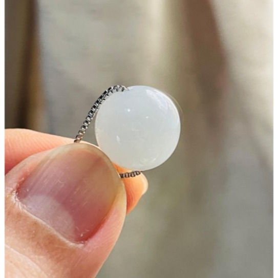天然A貨緬甸玉 冰潤淡藍綠12.7mm圓珠翡翠項鍊 48cm長 膠潤完美近白大咪珠 搭配10咪果綠鼓珠-細節圖6