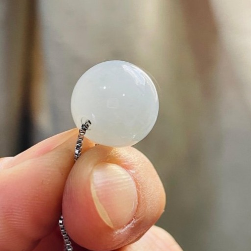 天然A貨緬甸玉 冰潤淡藍綠12.7mm圓珠翡翠項鍊 48cm長 膠潤完美近白大咪珠 搭配10咪果綠鼓珠-細節圖7