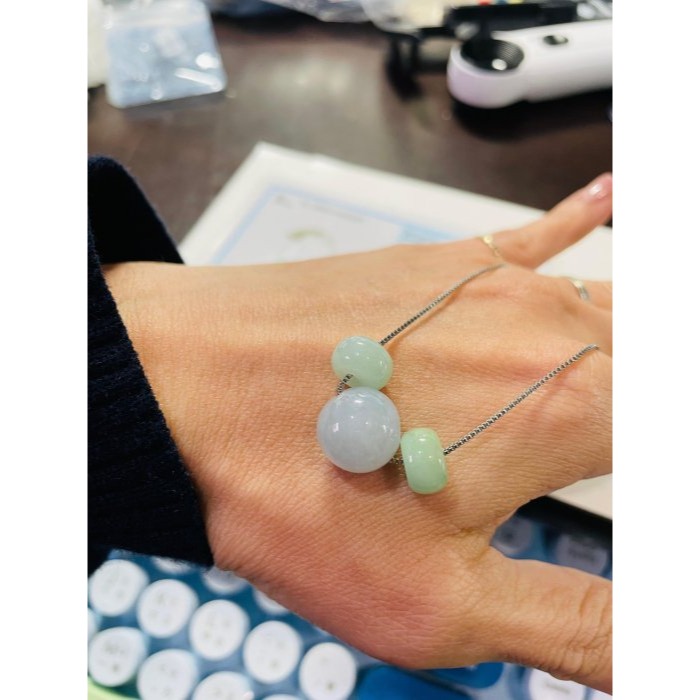 天然A貨緬甸玉 冰潤淡藍綠12.7mm圓珠翡翠項鍊 48cm長 膠潤完美近白大咪珠 搭配10咪果綠鼓珠-細節圖10