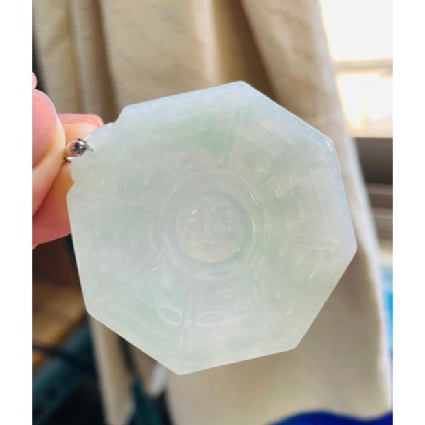 天然A貨緬甸玉 冰飄花太極大八卦翡翠玉墜 晶透冰綠老料 有種有色透手 大牌形請留意尺寸-細節圖5