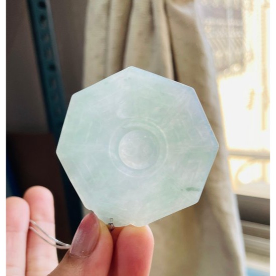 天然A貨緬甸玉 冰飄花太極大八卦翡翠玉墜 晶透冰綠老料 有種有色透手 大牌形請留意尺寸-細節圖7