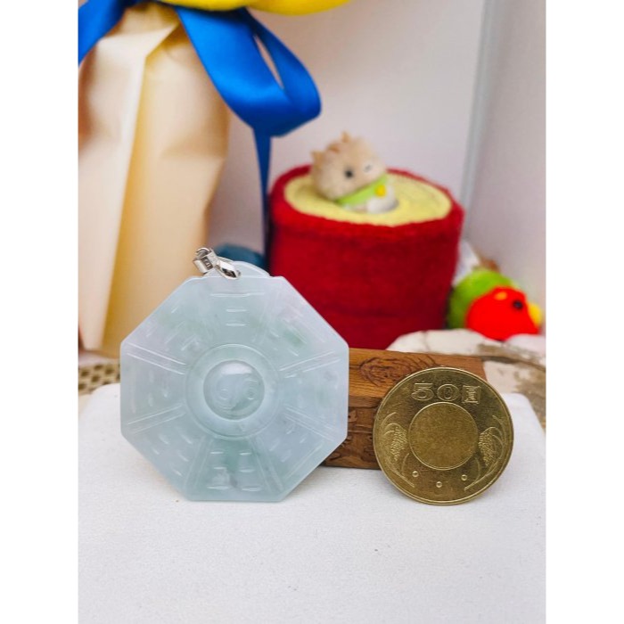 天然A貨緬甸玉 冰飄綠花太極八卦翡翠玉墜 冰芙蓉底庄 滿滿綠花添彩 上身妥妥綠-細節圖3