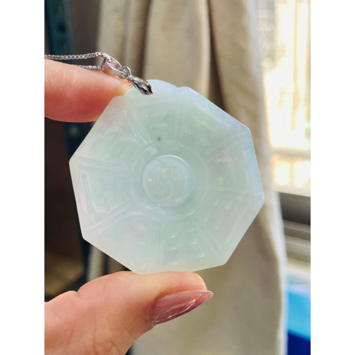 天然A貨緬甸玉 冰飄綠花太極八卦翡翠玉墜 冰芙蓉底庄 滿滿綠花添彩 上身妥妥綠-細節圖7