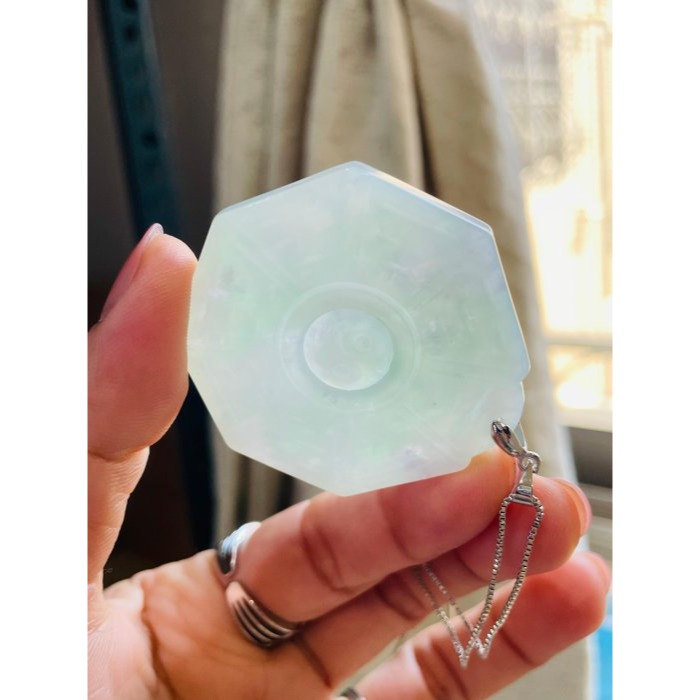 天然A貨緬甸玉 冰飄綠花太極八卦翡翠玉墜 冰芙蓉底庄 滿滿綠花添彩 上身妥妥綠-細節圖8