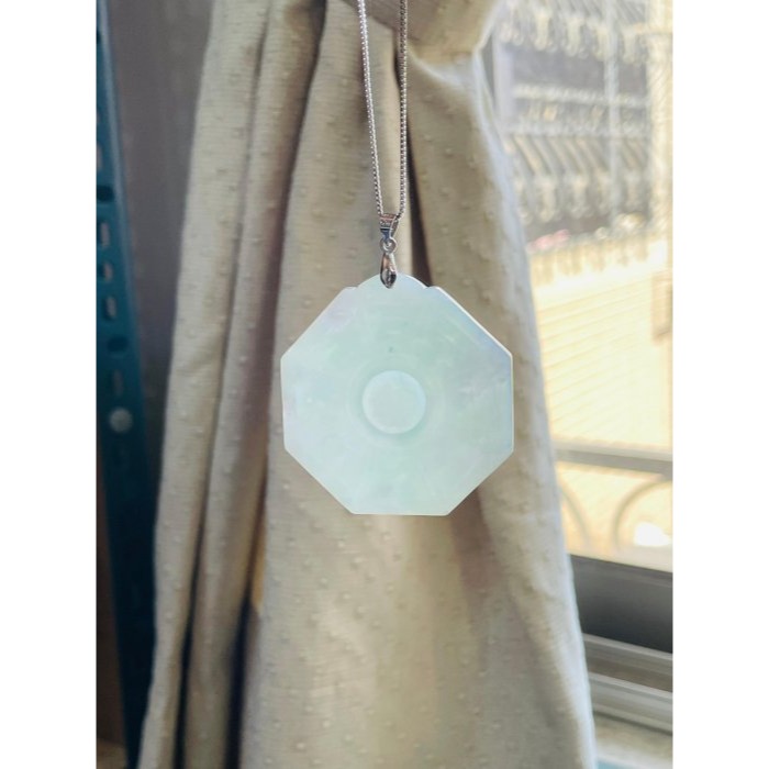 天然A貨緬甸玉 冰飄綠花太極八卦翡翠玉墜 冰芙蓉底庄 滿滿綠花添彩 上身妥妥綠-細節圖9