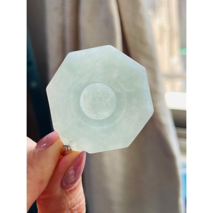 天然A貨緬甸玉 冰晴綠太極八卦翡翠玉墜 起冰滿晴綠底色 色滿勻稱種色一致透手影-細節圖6