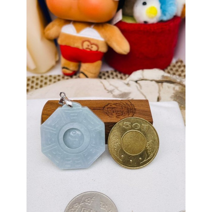 天然A貨緬甸玉 老坑藍綠太極八卦翡翠玉墜 細潤芙蓉底庄 透光乾淨滿底色 易配戴大小-細節圖2