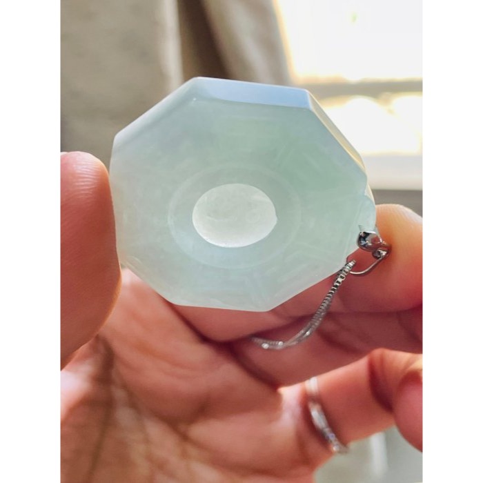 天然A貨緬甸玉 老坑藍綠太極八卦翡翠玉墜 細潤芙蓉底庄 透光乾淨滿底色 易配戴大小-細節圖6