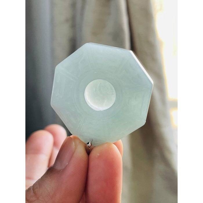 天然A貨緬甸玉 老坑藍綠太極八卦翡翠玉墜 細潤芙蓉底庄 透光乾淨滿底色 易配戴大小-細節圖7