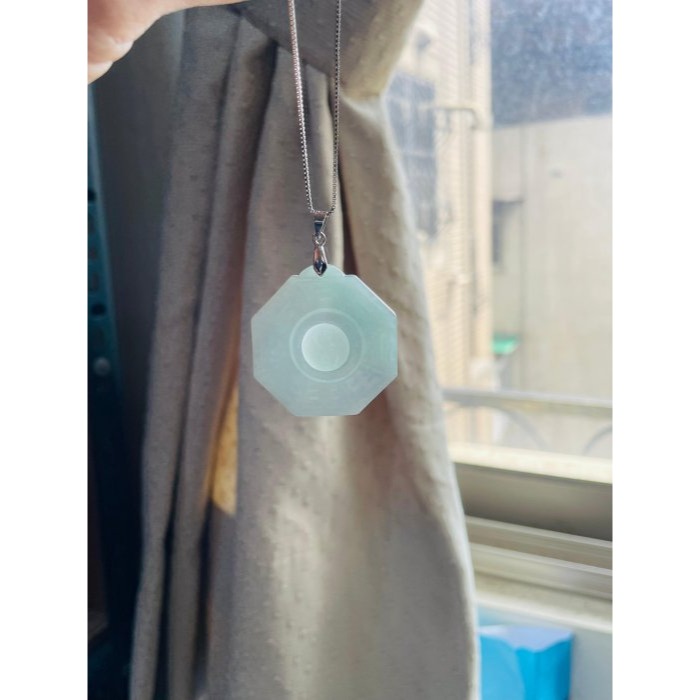 天然A貨緬甸玉 老坑藍綠太極八卦翡翠玉墜 細潤芙蓉底庄 透光乾淨滿底色 易配戴大小-細節圖8