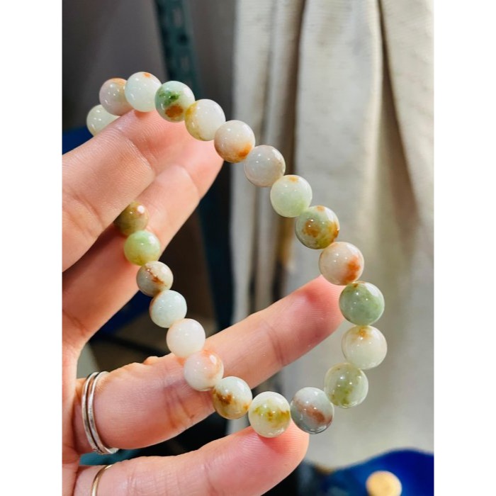 天然A貨緬甸玉 細潤多寶8.3mm圓珠翡翠手串/手鍊17cm手圍 天然紅橘黃綠 顆顆多彩帶色 完美度99%-細節圖3