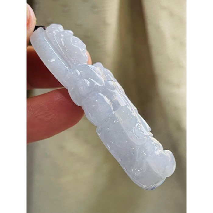 天然A貨緬甸玉 冰潤茄紫送子觀音翡翠佛牌 起冰過底滿茄紫底色 能見紫 厚實透手影-細節圖4