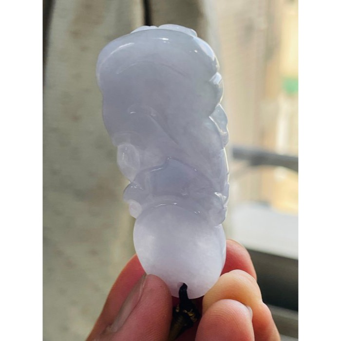 天然A貨緬甸玉 冰潤茄紫送子觀音翡翠佛牌 起冰過底滿茄紫底色 能見紫 厚實透手影-細節圖6