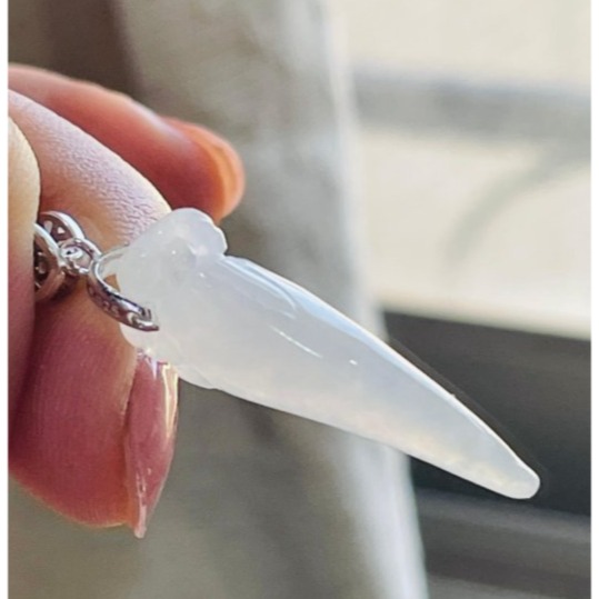 天然A貨緬甸玉 白冰純色立體雕貔貅龍牙翡翠玉墜 冰起光感乾淨無雜染 小巧飽滿 配戴無壓力-細節圖5