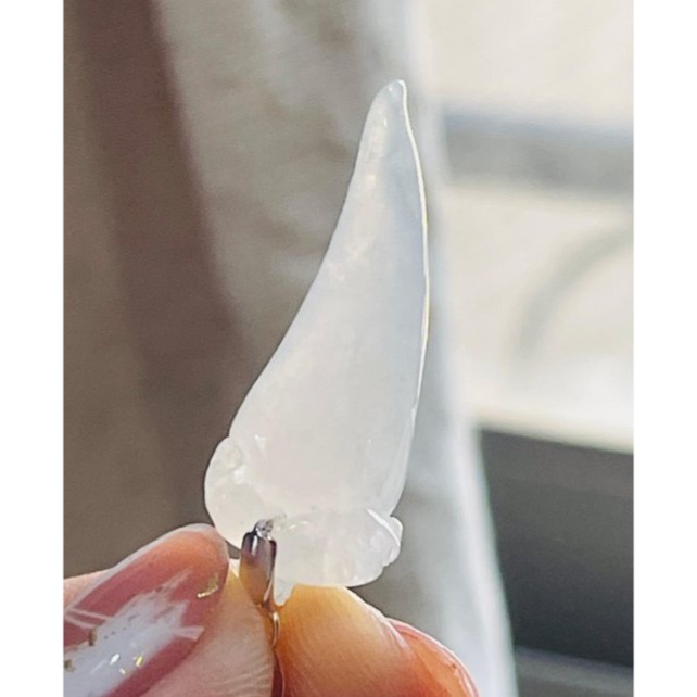 天然A貨緬甸玉 白冰純色立體雕貔貅龍牙翡翠玉墜 冰起光感乾淨無雜染 小巧飽滿 配戴無壓力-細節圖6
