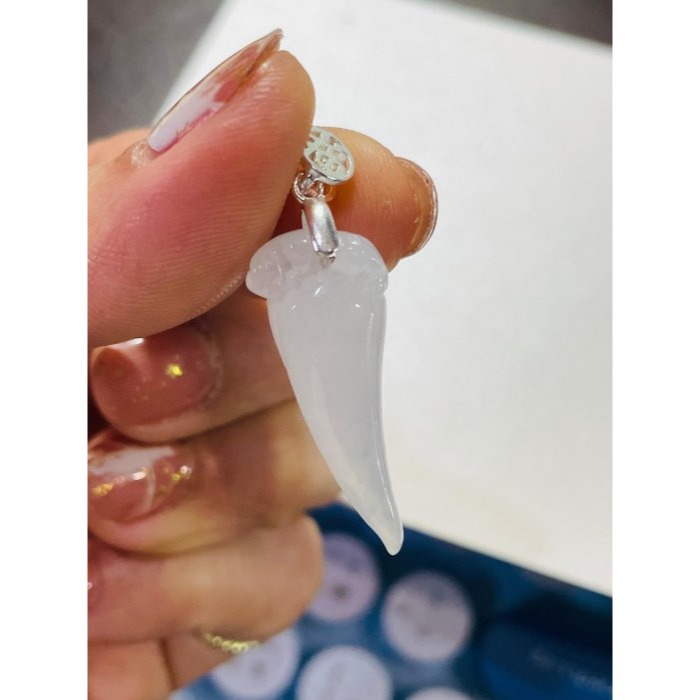 天然A貨緬甸玉 白冰純色立體雕貔貅龍牙翡翠玉墜 冰起光感乾淨無雜染 小巧飽滿 配戴無壓力-細節圖10