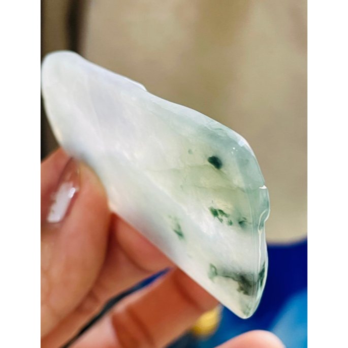 天然A貨緬甸玉 冰春彩帶飄花阿彌陀佛翡翠佛牌 粉春彩底色 藍花增彩 精開慈悲莊嚴法像-細節圖6