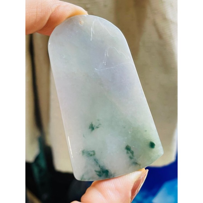 天然A貨緬甸玉 冰春彩帶飄花阿彌陀佛翡翠佛牌 粉春彩底色 藍花增彩 精開慈悲莊嚴法像-細節圖7