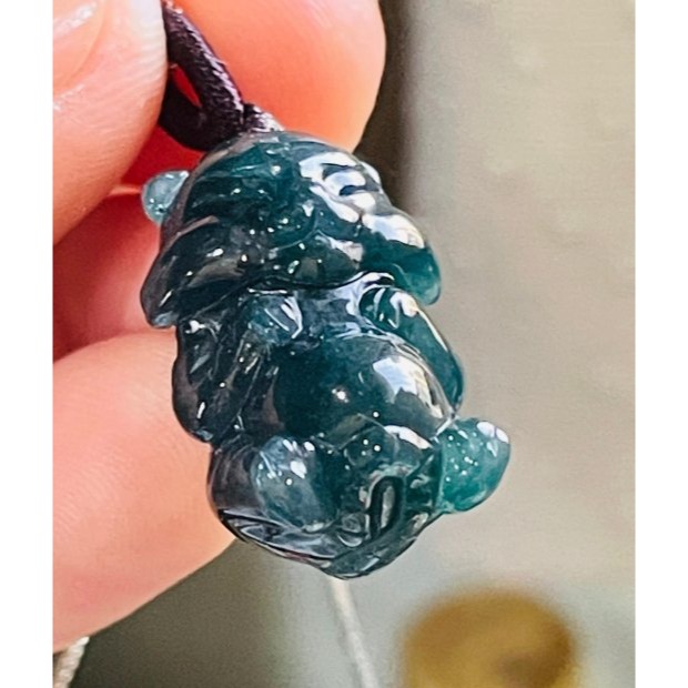 天然A貨翡翠 膠潤危藍全立體Q版小老虎翡翠玉墜 全透光冰潤藍水 色滿勻稱 可愛小胖虎-細節圖5