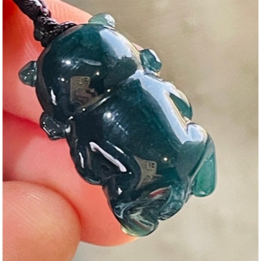 天然A貨翡翠 膠潤危藍全立體Q版小老虎翡翠玉墜 全透光冰潤藍水 色滿勻稱 可愛小胖虎-細節圖6