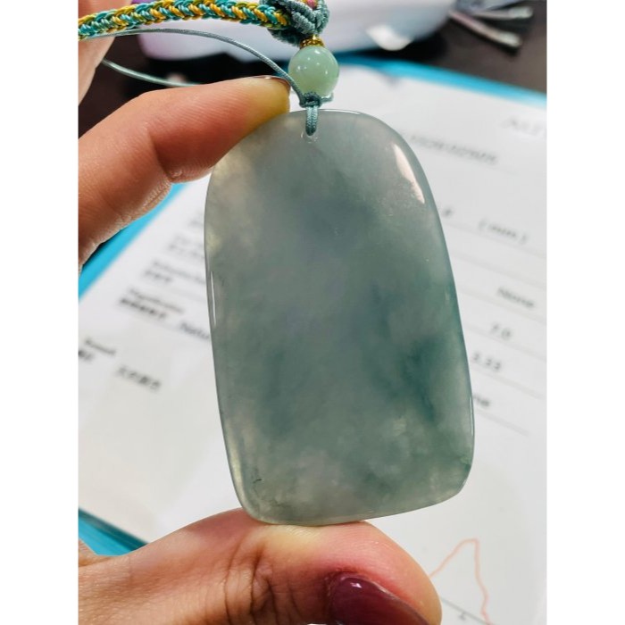 天然A貨緬甸玉 老坑藍綠飄花精工獨家版天上聖母/媽祖翡翠佛牌 冰膠底妝 透手滿綠底色 精開慈悲法像 磨砂雙工 附台証-細節圖10