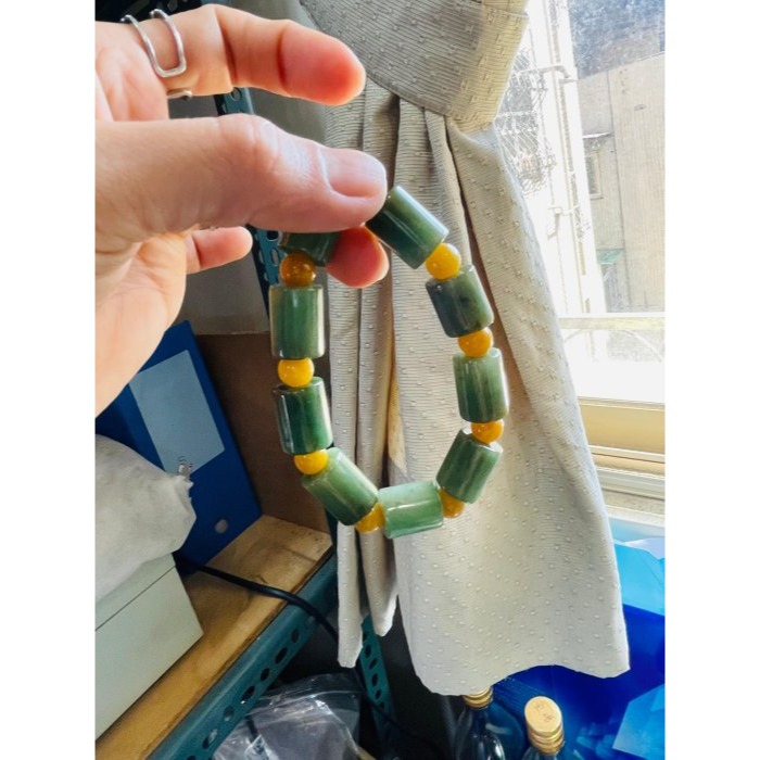 天然A貨緬甸玉 老坑菠菜綠11mm桶珠翡翠手串/手鍊16cm手圍 滿色膠感老型珠 素面無雕 完整度98% 附台証-細節圖7