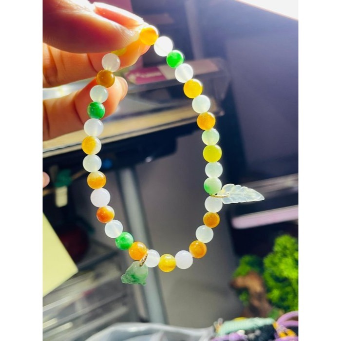 天然A貨緬甸玉 冰辣多寶圓珠5.5mm翡翠手鍊/手串/珠串 手圍16cm 透線白月光 辣陽 天然冰蜜糖 粉紫 極美多彩-細節圖9