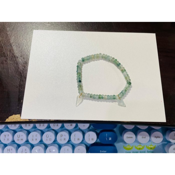 天然A貨緬甸玉 放光 冰飄花5mm算盤珠翡翠手串/手鍊16cm手圍 泛光透繩 飄花靈動帶色多 完美度95%-細節圖10