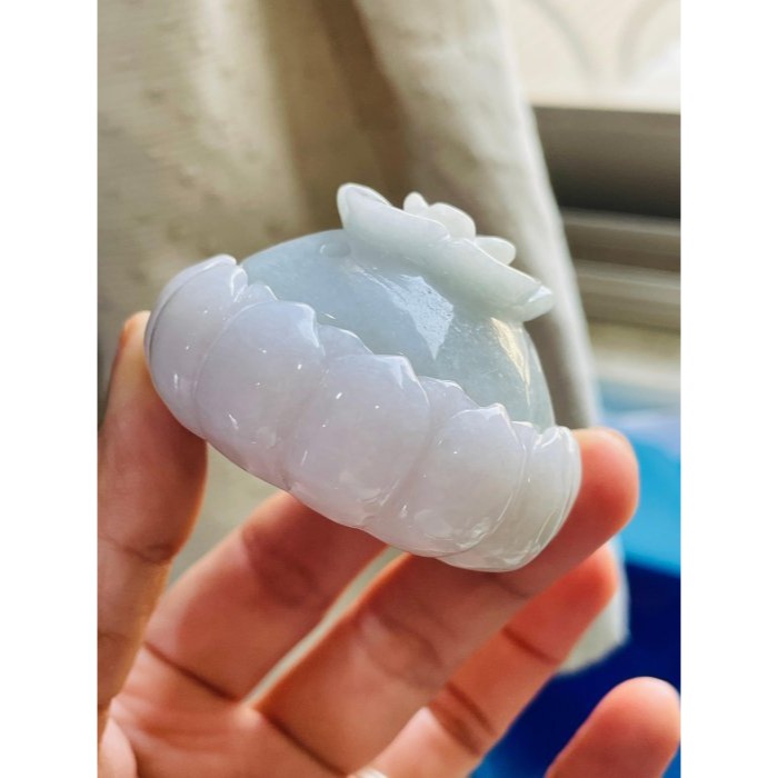 天然A貨緬甸玉 細潤雙彩花開富貴蓮花翡翠香插/線香爐 透光滿色粉紫.粉綠色清爽淡雅-細節圖3