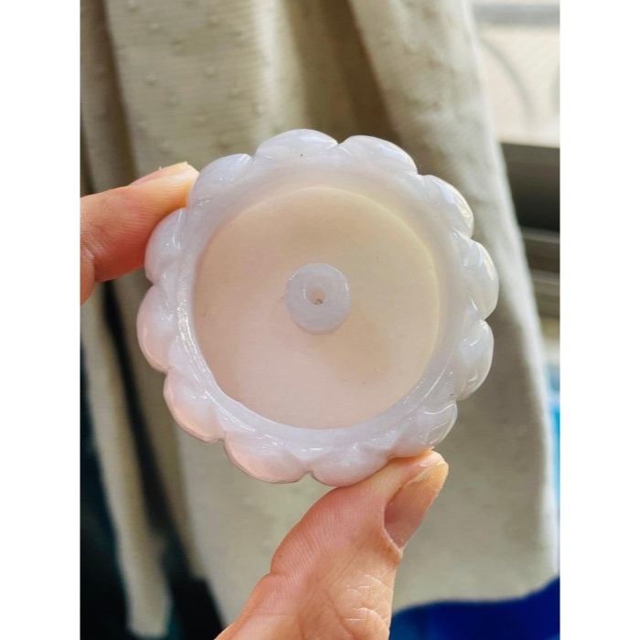 天然A貨緬甸玉 細潤雙彩花開富貴蓮花翡翠香插/線香爐 透光滿色粉紫.粉綠色清爽淡雅-細節圖6