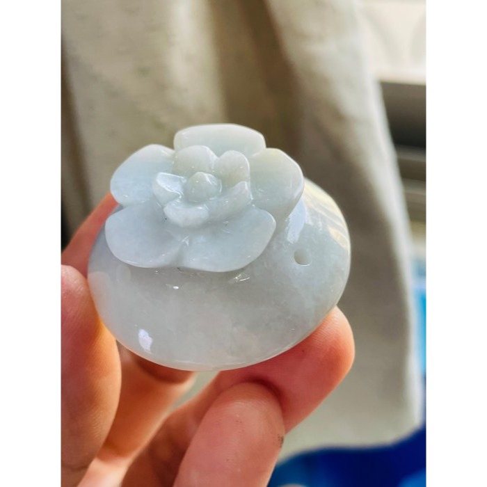 天然A貨緬甸玉 細潤雙彩花開富貴蓮花翡翠香插/線香爐 透光滿色粉紫.粉綠色清爽淡雅-細節圖7