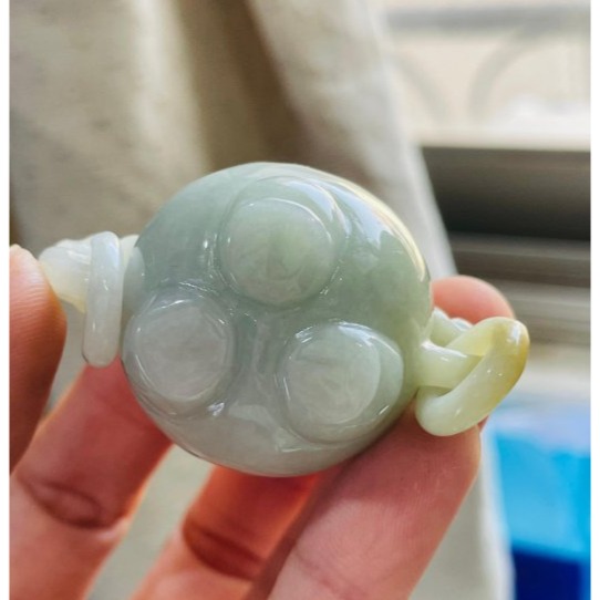 天然A貨緬甸玉 溫潤黃加綠手工雕香火鼎盛翡翠香爐/鼎 龍首雙耳帶活環 扎實細膩老料全透光-細節圖8
