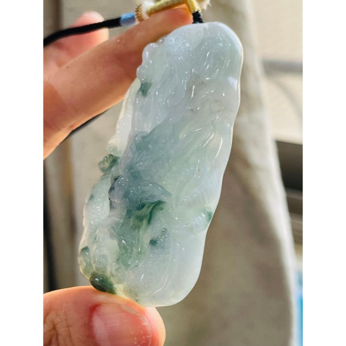 天然A貨緬甸玉 老坑藍飄花龍躍九天翡翠龍牌 芙蓉膠肉底妝 過底純色藍花 色花活透光有水頭-細節圖4