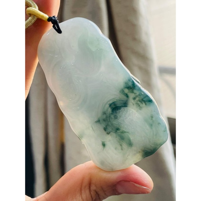 天然A貨緬甸玉 老坑藍飄花龍躍九天翡翠龍牌 芙蓉膠肉底妝 過底純色藍花 色花活透光有水頭-細節圖6