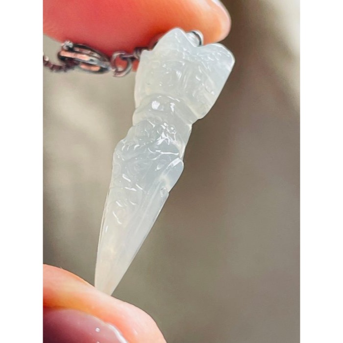 天然A貨緬甸玉 老坑白月光降魔杵翡翠小玉墜 晶透冰起膠底妝 冰種起光帶剛性高貨小精品-細節圖6