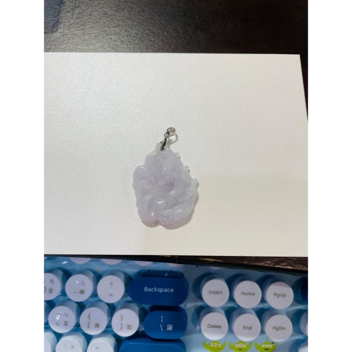 天然A貨緬甸玉 細潤粉紫九尾狐狸翡翠玉墜 過底勻稱淡紫 色滿聚色有光澤 大小易配戴-細節圖11