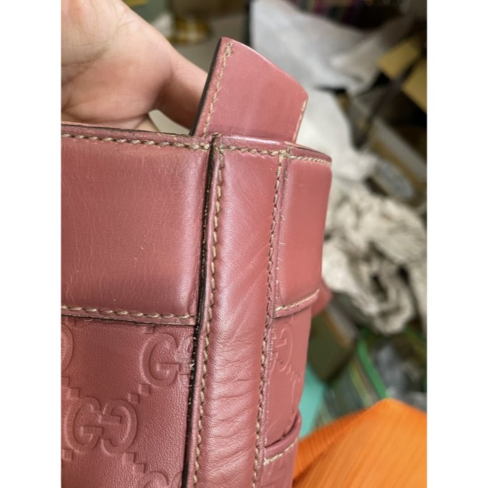 95成新正品~GUCCI 玫瑰粉全牛皮托特包/肩背包 近全新 內外乾淨無需整理 分層多 A4可放-細節圖4