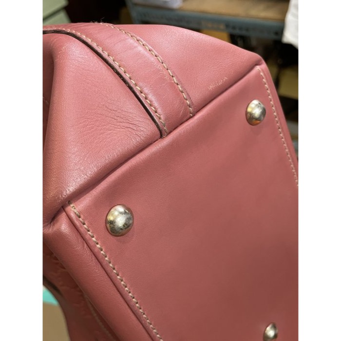 95成新正品~GUCCI 玫瑰粉全牛皮托特包/肩背包 近全新 內外乾淨無需整理 分層多 A4可放-細節圖6