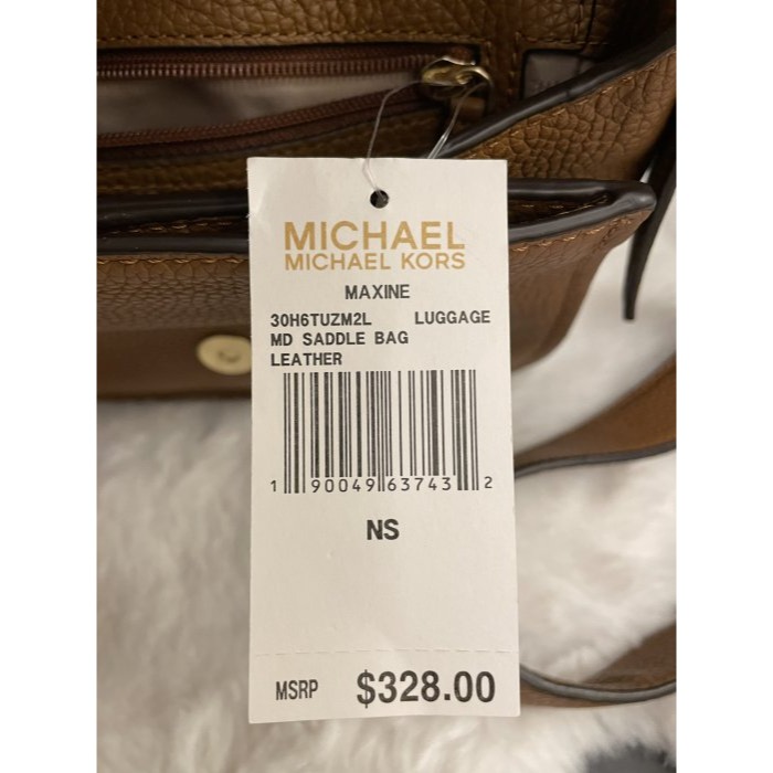 99成新~MICHAEL KORS MK奶茶棕荔枝紋全牛皮馬蹄型肩背包/側背包 吊牌在擺放未使用 全配 整咖厚實真皮-細節圖11