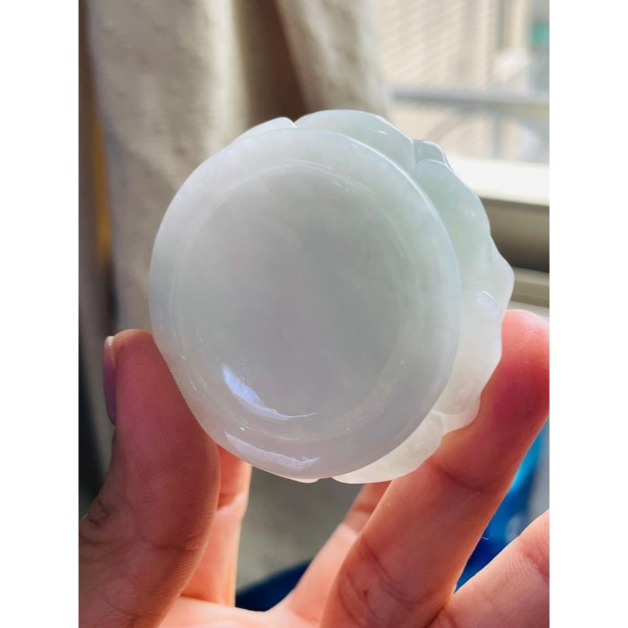 天然A貨緬甸玉 溫潤藍綠手工雕聚寶蓮臺翡翠香插 膠潤滿底色鐲心一開 工藝精緻厚庄全透光-細節圖7