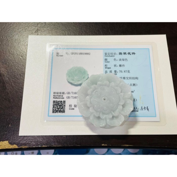 天然A貨緬甸玉 溫潤藍綠手工雕聚寶蓮臺翡翠香插 膠潤滿底色鐲心一開 工藝精緻厚庄全透光-細節圖10