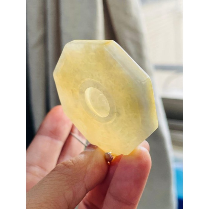 天然A貨緬甸玉 老坑黃雙彩太極八卦翡翠玉墜 起冰油黃霧層成色飽和 包覆雪梨肉 帶冰油度佳-細節圖6