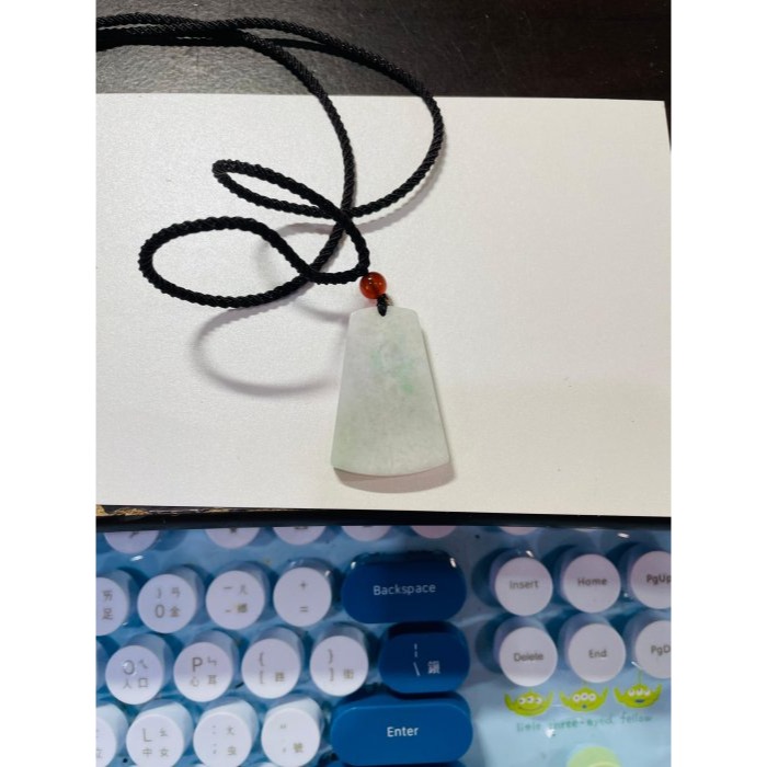 天然A貨緬甸玉 白底青無事牌翡翠玉墜 乾淨白底 亮色青綠正反面點綴 大小易配戴-細節圖11