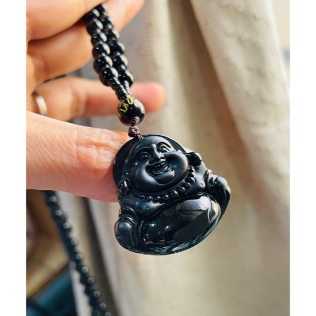 天然A貨緬甸玉 墨翠純黑雙拋工精雕佛公/彌勒佛翡翠佛墜 鏡面光澤 肚飽滿有財 法像福氣 霧亮雙工藝-細節圖2