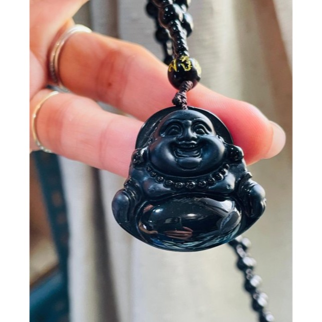 天然A貨緬甸玉 墨翠純黑雙拋工精雕佛公/彌勒佛翡翠佛墜 鏡面光澤 肚飽滿有財 法像福氣 霧亮雙工藝-細節圖3