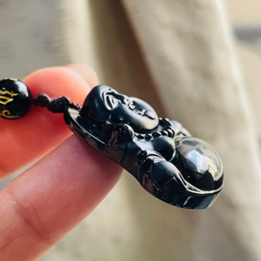 天然A貨緬甸玉 墨翠純黑雙拋工精雕佛公/彌勒佛翡翠佛墜 鏡面光澤 肚飽滿有財 法像福氣 霧亮雙工藝-細節圖5