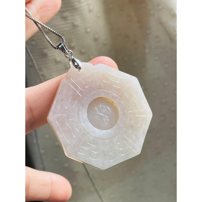 天然A貨緬甸玉 冰潤金黃雙彩太極八卦翡翠玉墜 起冰油黃霧層 包覆雪梨肉 帶冰感油度佳 大小易配戴-細節圖2