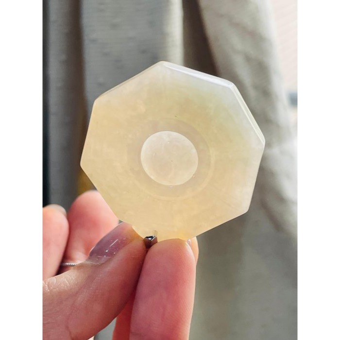 天然A貨緬甸玉 冰潤金黃雙彩太極八卦翡翠玉墜 起冰油黃霧層 包覆雪梨肉 帶冰感油度佳 大小易配戴-細節圖6