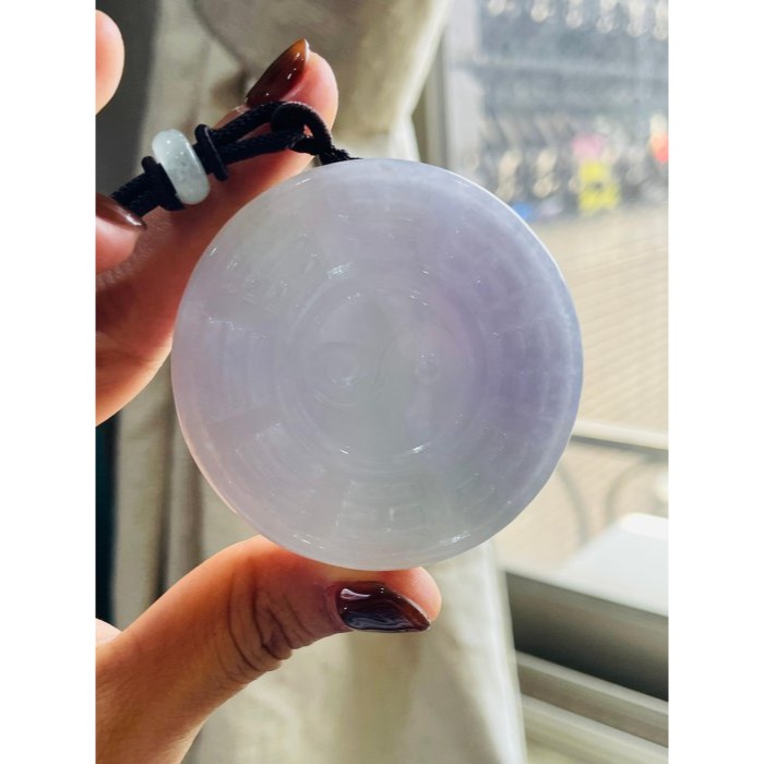天然A貨緬甸玉 冰潤粉春彩太上老君急急如律令翡翠八卦玉牌 細肉過底粉紫綠 色滿厚實鐲心一開 有分量請留意尺寸-細節圖8