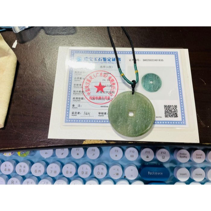 天然A貨緬甸玉 冰潤油青太上老君急急如律令翡翠玉墜 起冰透手滿色油綠  鐲心料一刀切牌形-細節圖11